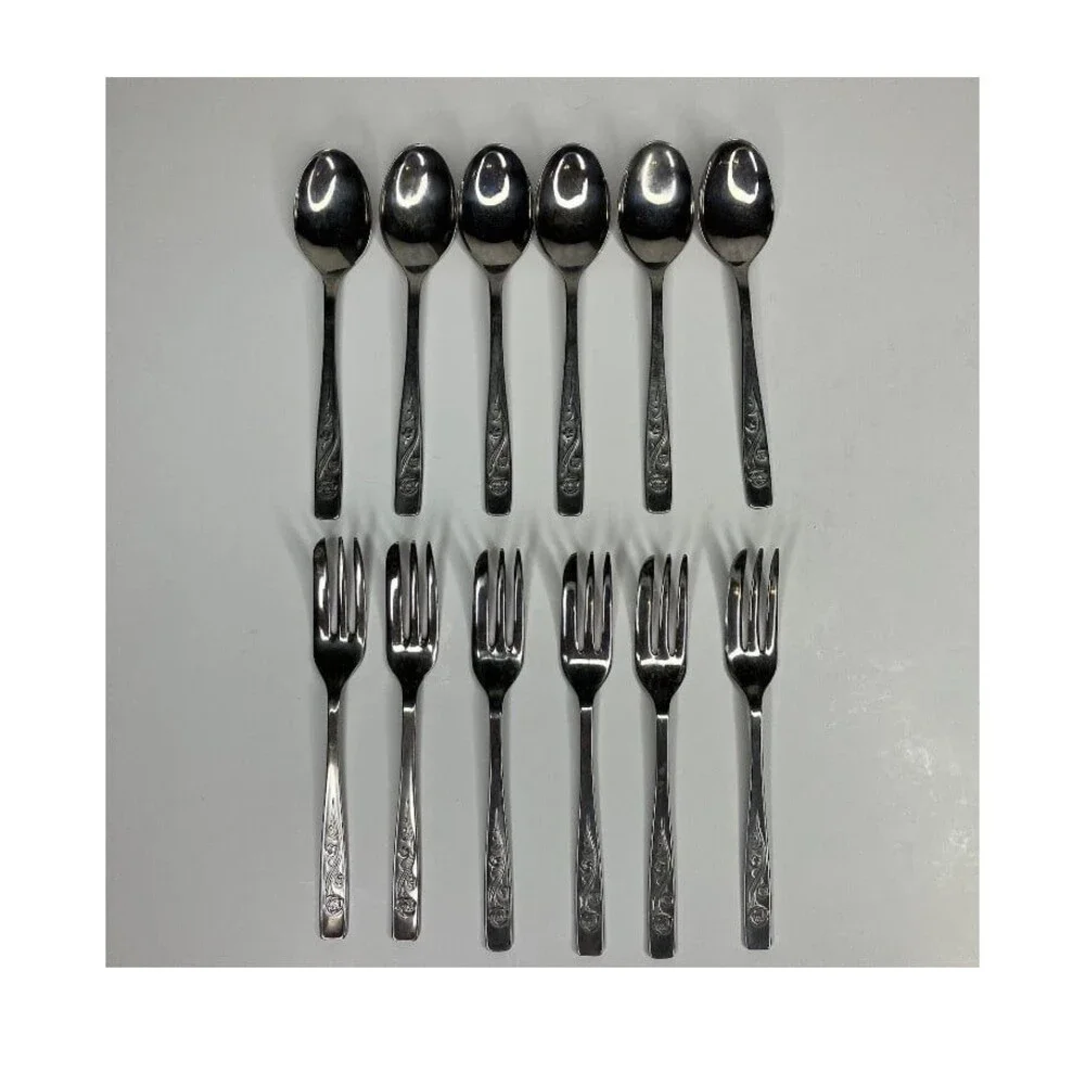12 Pc Set Firth Stainless England 6 Cake Spoons & 6 Cake Forks by John Mason